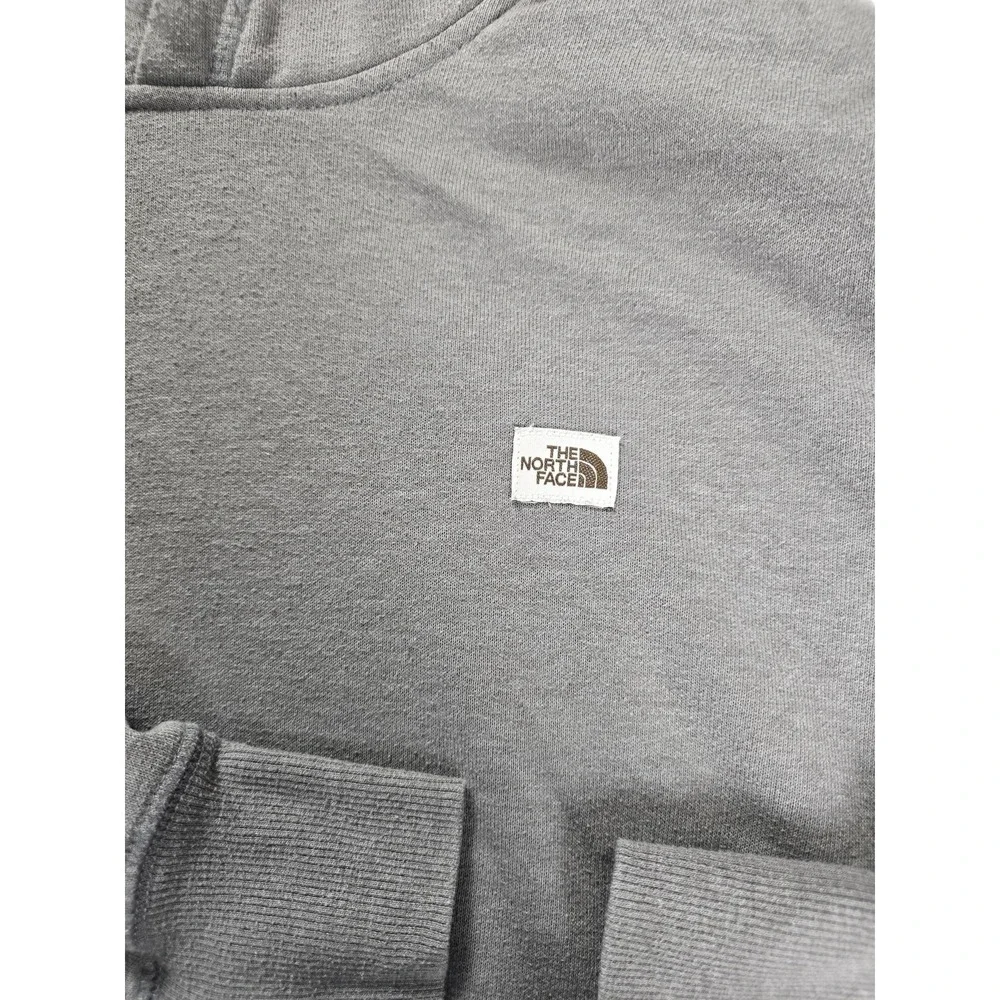 The North Face Hoodie Mens Medium Gray Pullover Sweatshirt Small Logo‎ Patch